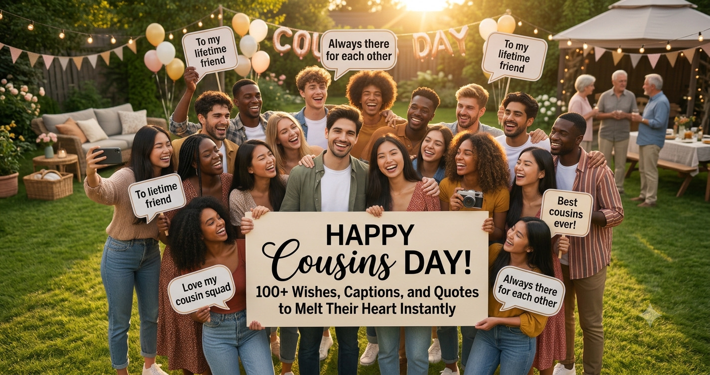 Happy Cousins Day wishes, captions and quotes banner