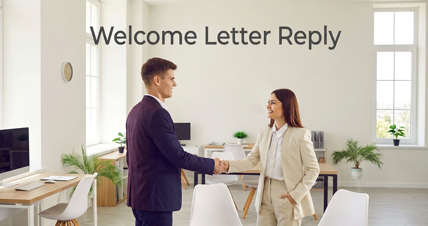 Formal and friendly welcome letter reply examples side by side