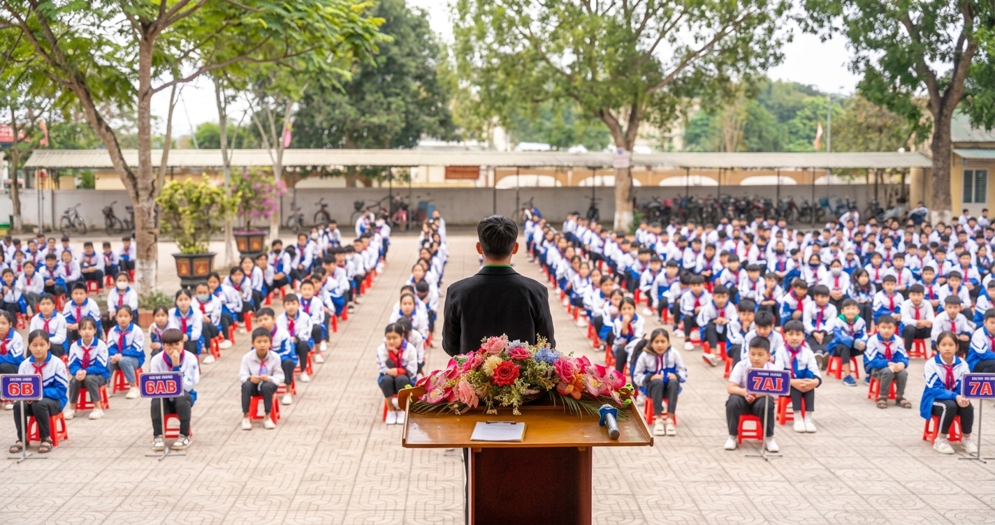 Students celebrating Teachers' Day in classroom